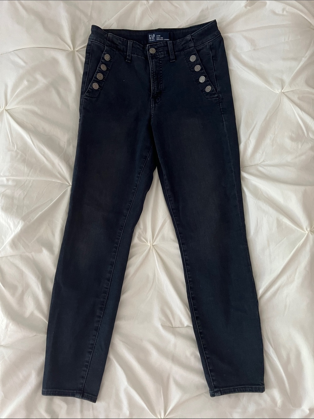 GAP Dark Wash High-Rise Button Accent Jeans